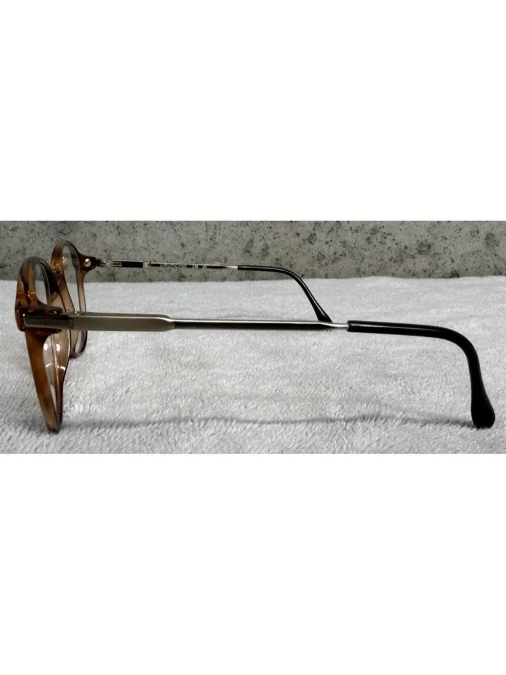 Vintage LUXOTTICA Italy 319 Oversized Round Amber Brown Eyeglasses 49-18-125